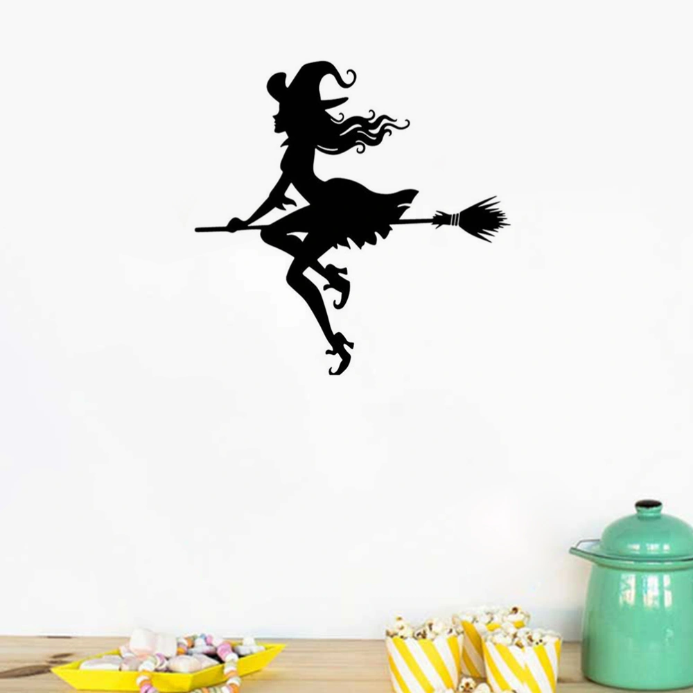 Removable Wall Sticker Witch Personality Wall Sticker Bedroom Living Room Halloween Background Decoration (Black)