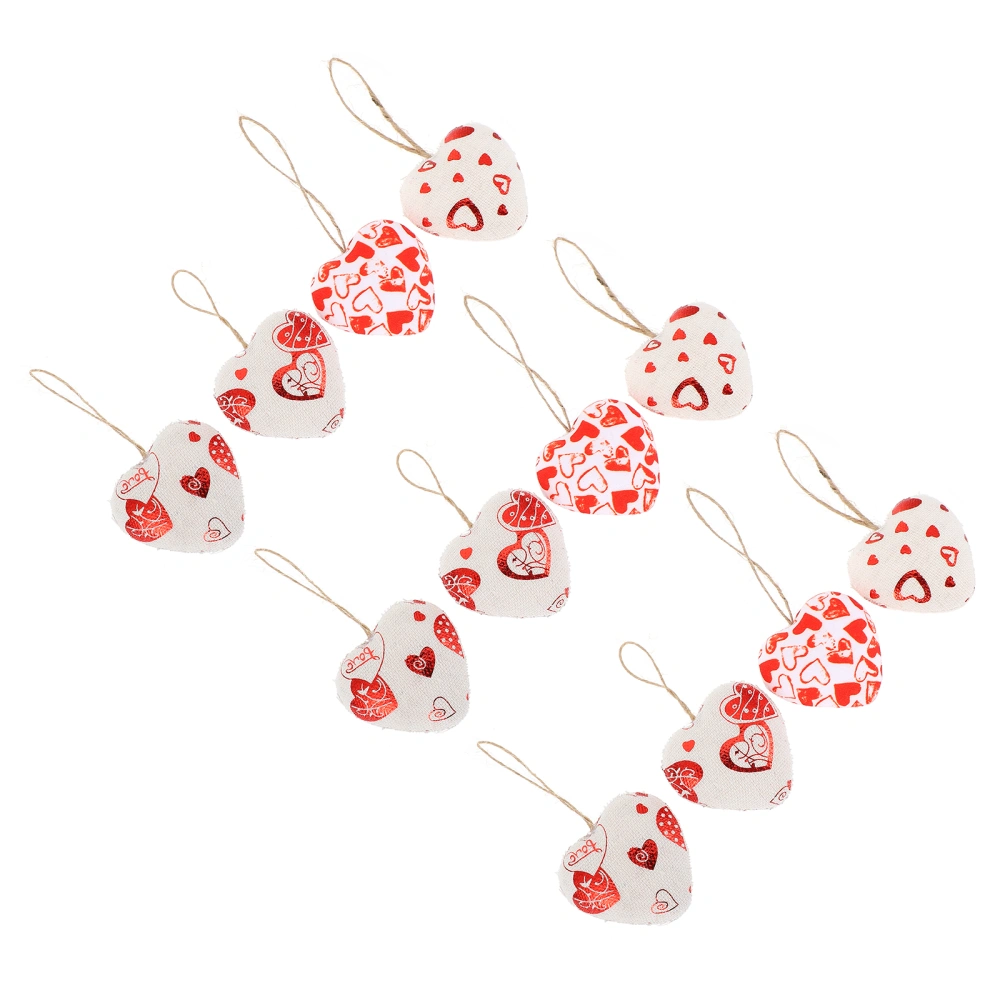 12pcs Heart-shaped Hanging Decors Valentine's Day Heart Shaped Pendants