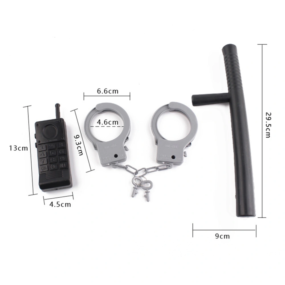 2 Sets Boys Policeman Role Play Toy Walkie Talkie Police Baton Handcuffs Set Educational Plaything for Boy Kids Children