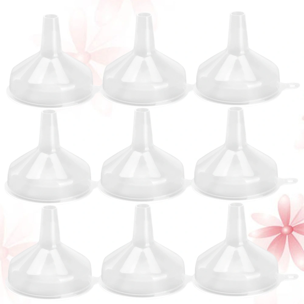 50pcs Mini Plastic Filling Empty Bottle Tools Small Funnels Transfer Liquid Cosmetic Tool Laboratory Splitter Kitchen Funnel (Transparent)