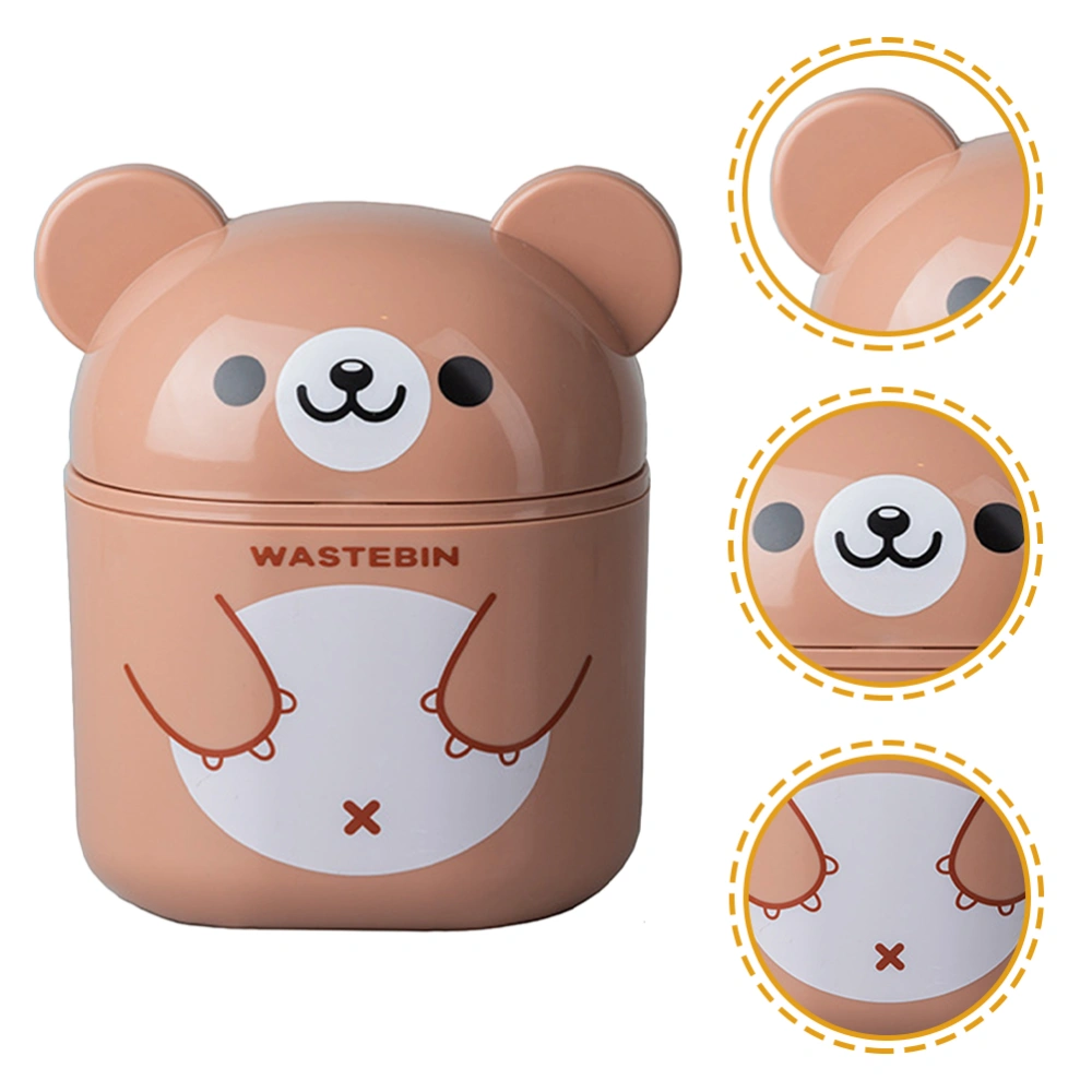 Small Trash Can Desktop Trash Small Garbage Can Cartoon Shape Plastic Trash Can with Lid