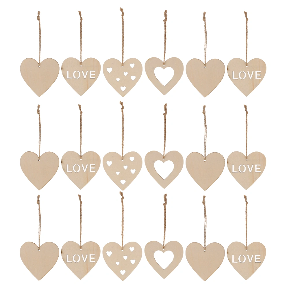 40pcs  Heart Shape Pendants Pre-Hole Wooden DIY Hanging Ornament for Wedding