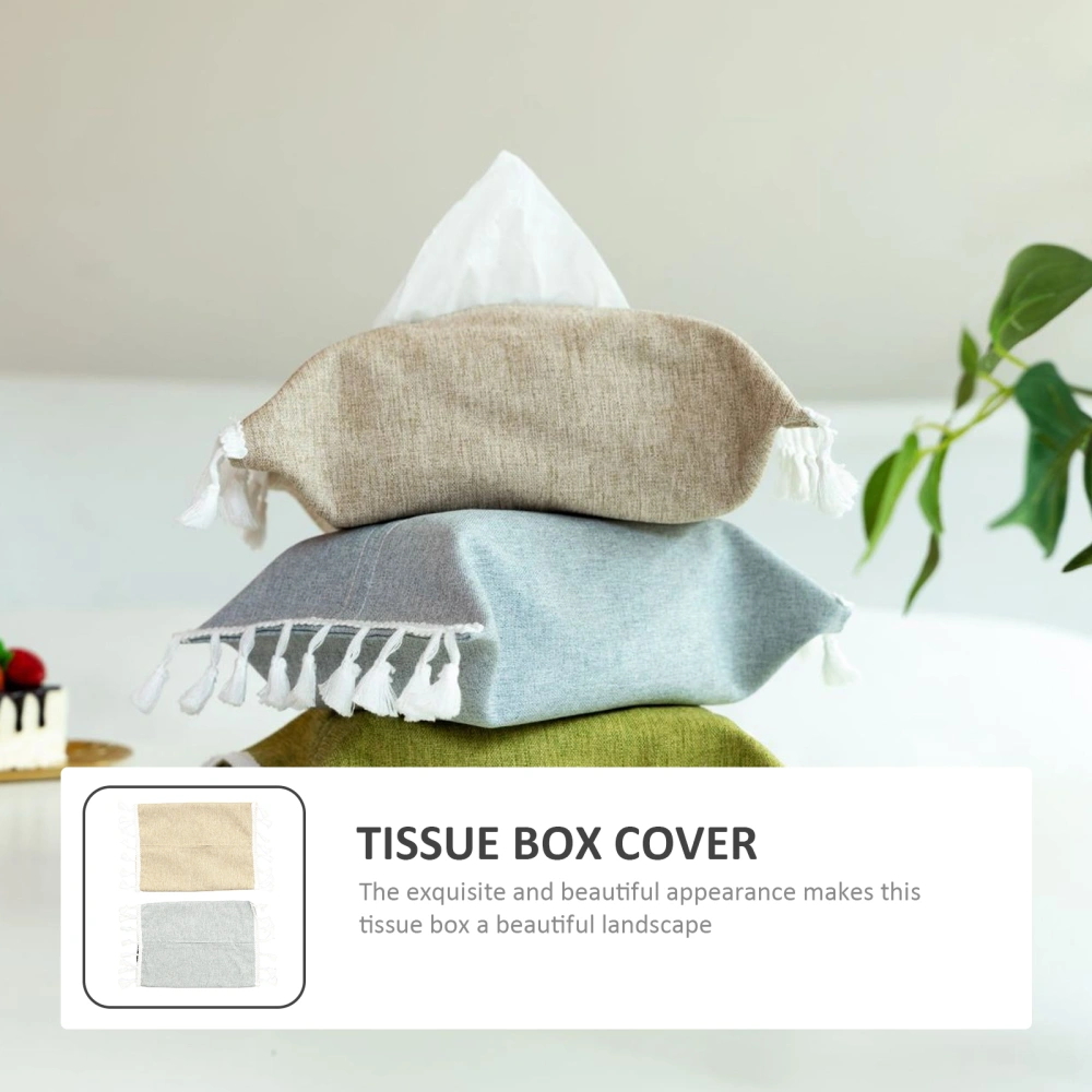 2Pcs Tissue Box Cover Cotton and Linen Tissue Paper Holder Tissue Box Storage Bag