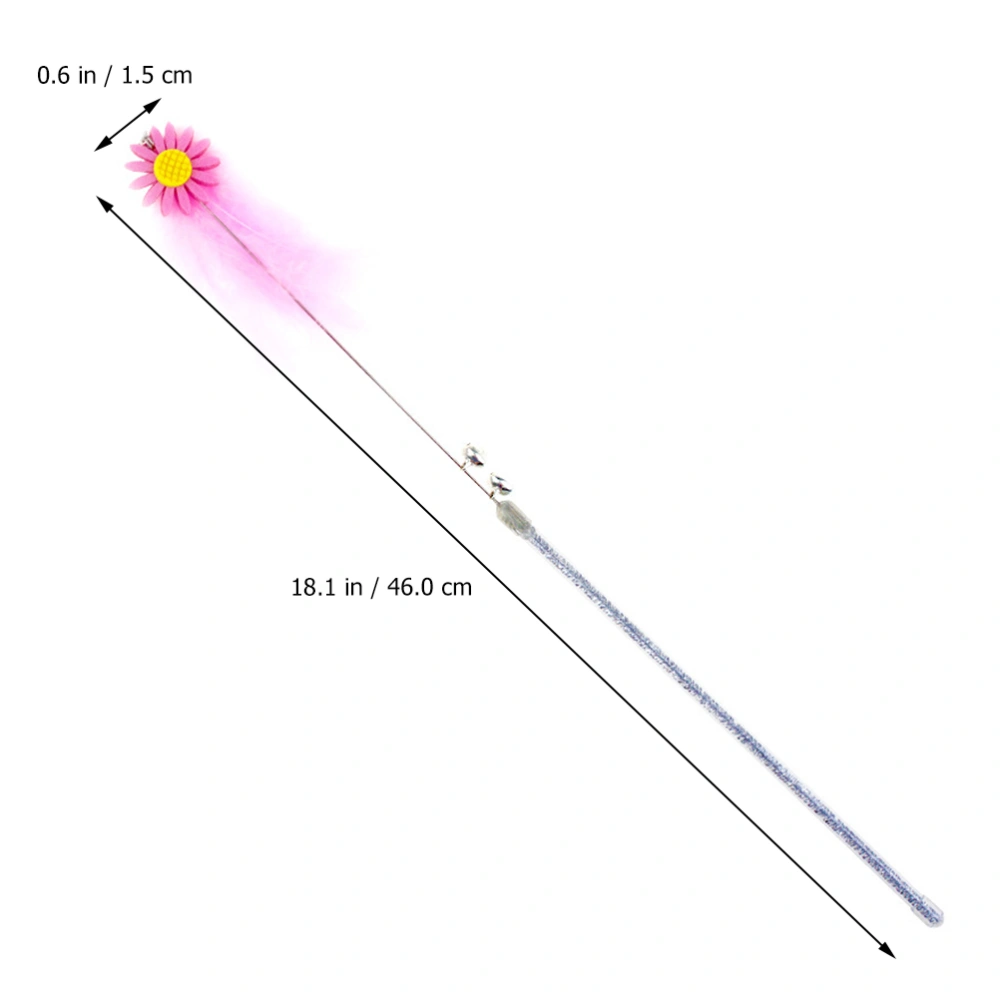 3pcs Feather Cat Flirting Stick Sunflower Interactive Pet Toys Cat Teaser Stick