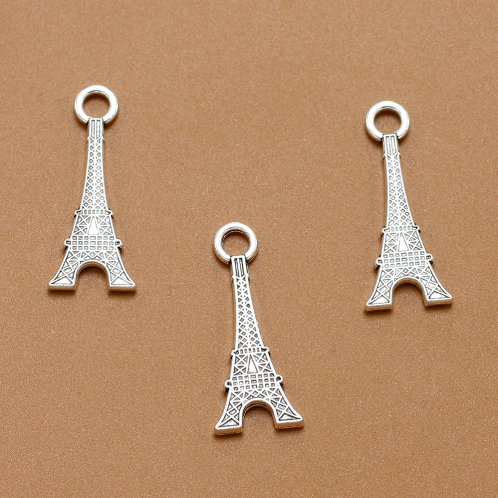 20PCS Alloy Eiffel Tower Pendants Charms DIY Jewelry Making Accessory for Necklace Bracelet (Antique Silver)