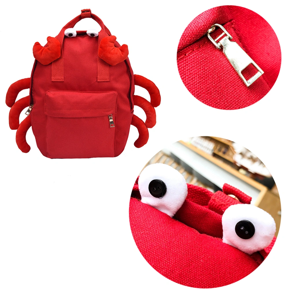 Canvas Casual Crab Shape Backpack Daypack School Bag Bookbag Travel Bag Size M (Red)