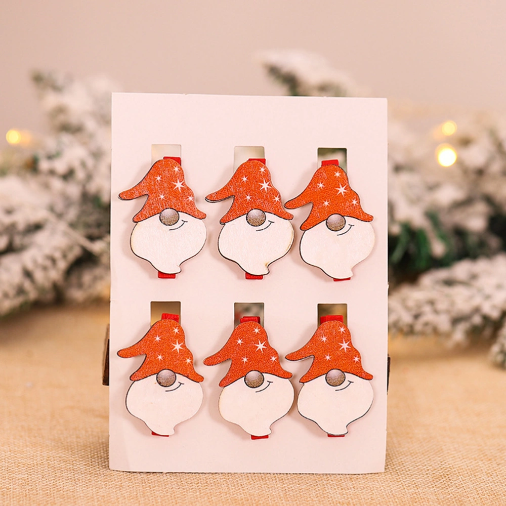 18Pcs Creative Cartoon Painted Christmas Clips Wooden Paper Clip Photo DIY Clips