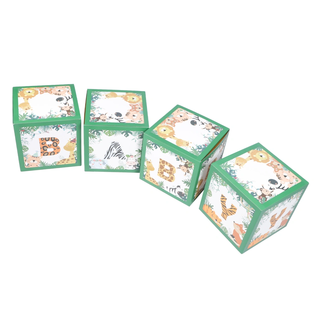 4Pcs Birthday Party Balloons Boxes Animals Pattern Balloon Boxes Baby Party Photo Props