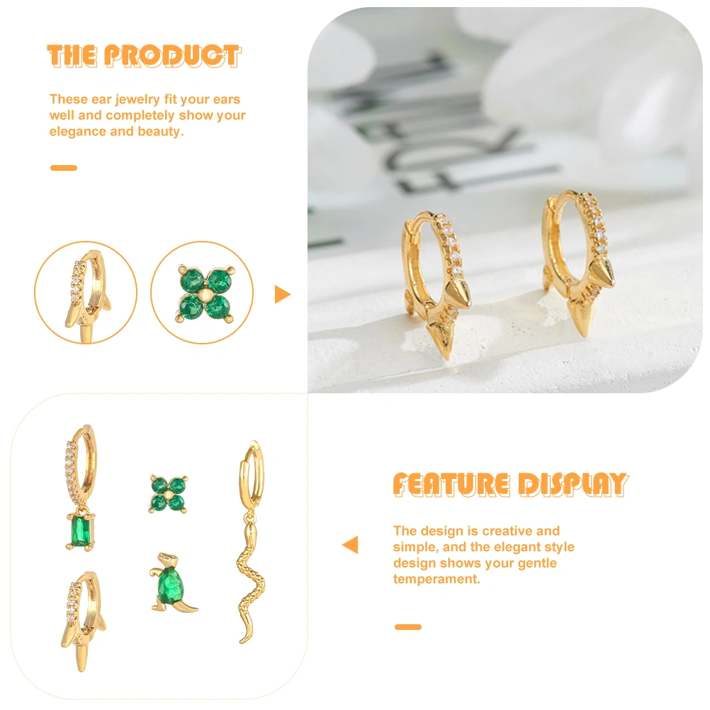 5pcs Earrings Sets Rhinestone Earrings Hoop Earrings Ear Studs Pierced Earrings