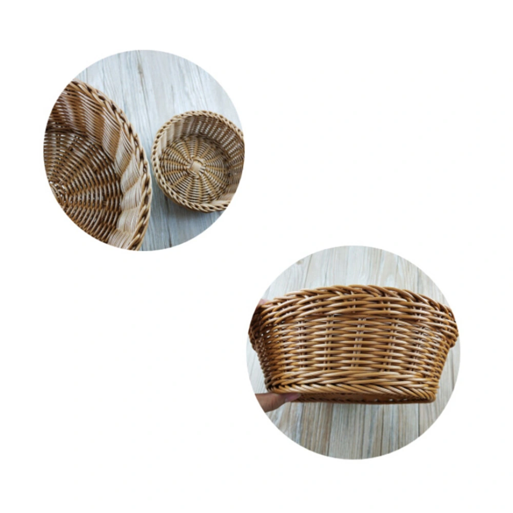 Round Fruit Vegetables Basket Kitchen Snack Organizer Imitation Rattan Plastic Storage Baskets (Large Size)