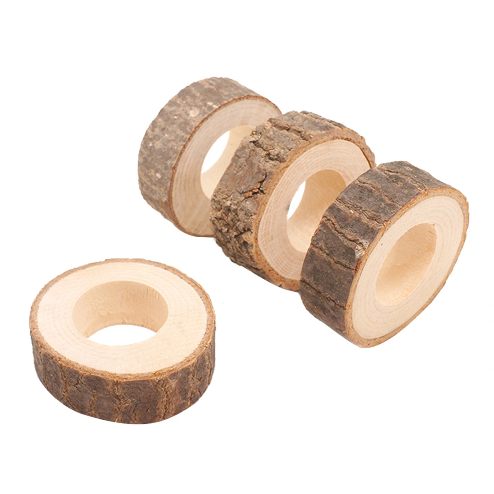 4pcs Creative Wooden Napkin Rings Decorative Napkin Holders Serviette Buckles for Wedding Banquet Dinner Party