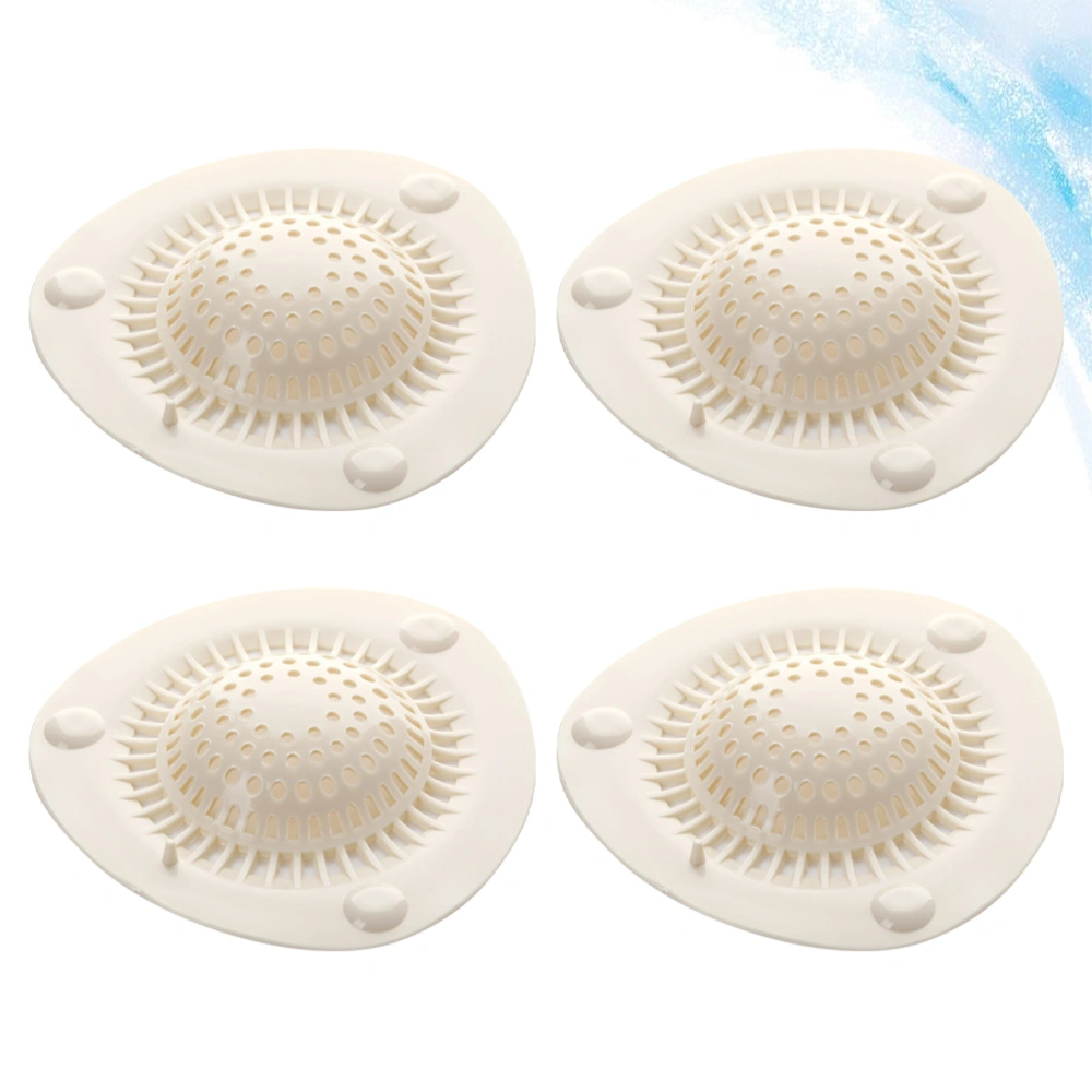 4Pcs Floor Drain Cover Kitchen Sink Strainer Bathroom Shower Sink Stopper Drain Cover Hair Catcher Filter (White)