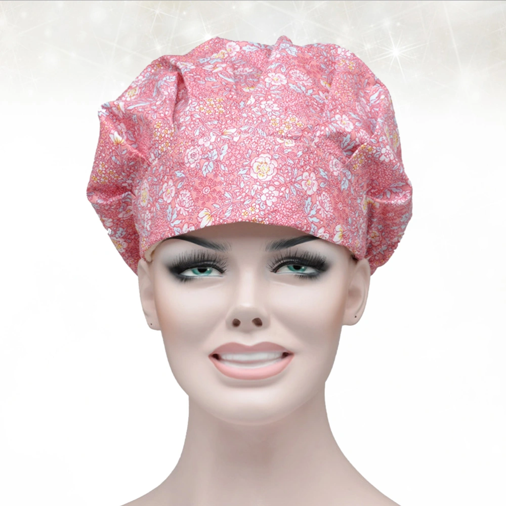 Adjustable Strap Nurse Hat Flower Printed Puerpera Cotton Doctor Operating Room Chef Working