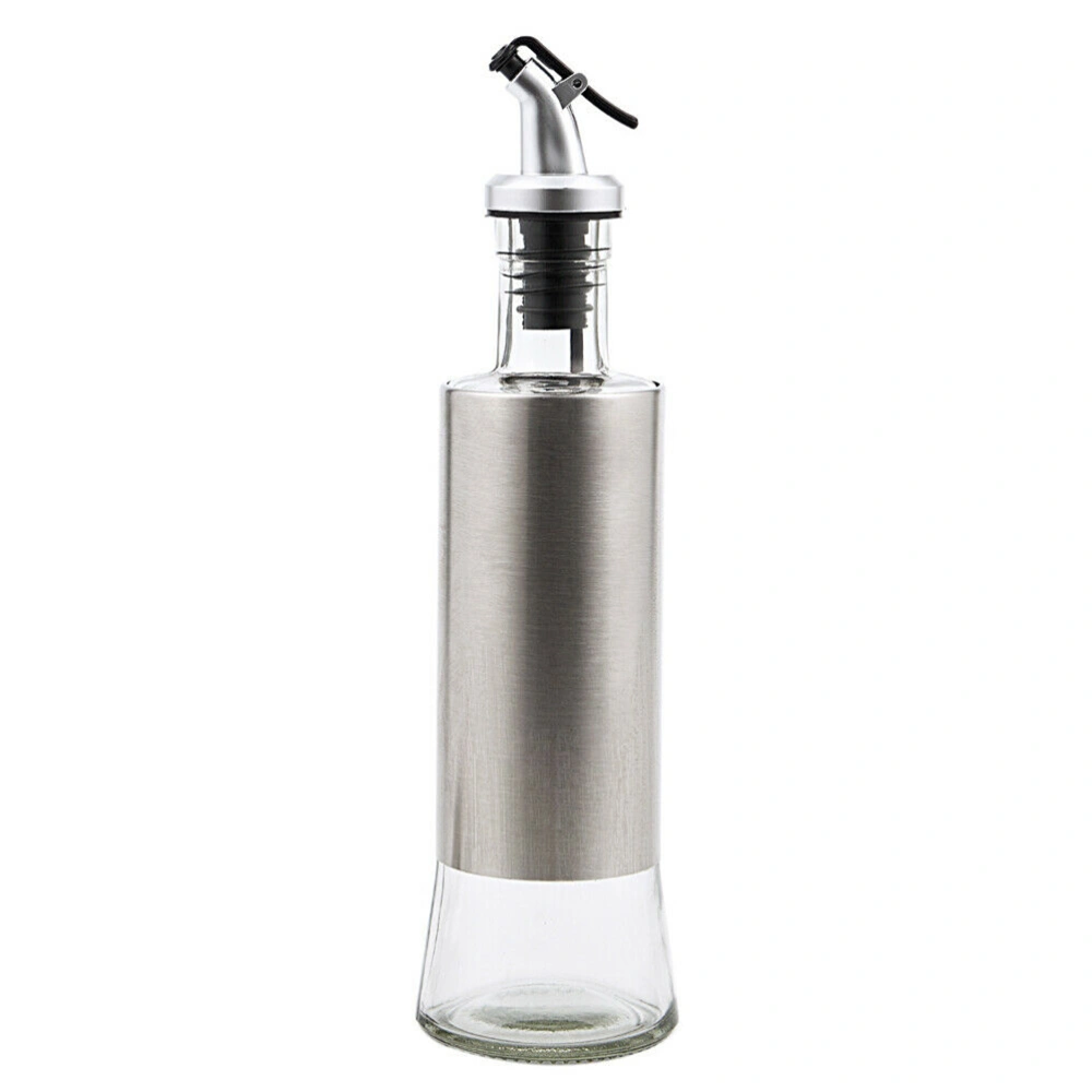 Stainless Steel Glass Oil Pot Storage Bottle Kitchen Seasoning Bottle Kitchen Supplies for Home Restaurant (350ml)