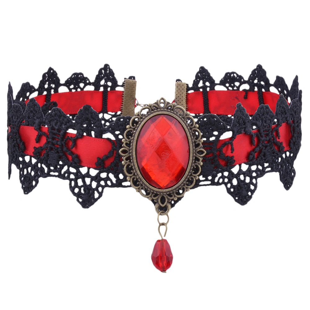 1 Pc Lace Bracelet Fashion Rhinestone Bracelet Halloween Women Accessory (Red)