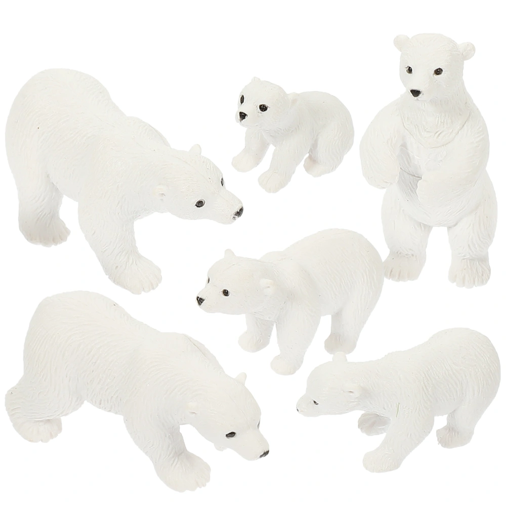 6pcs Lovely Simulated White Bear Animal Crafts Miniature Polar Bear Micro Landscape Decors