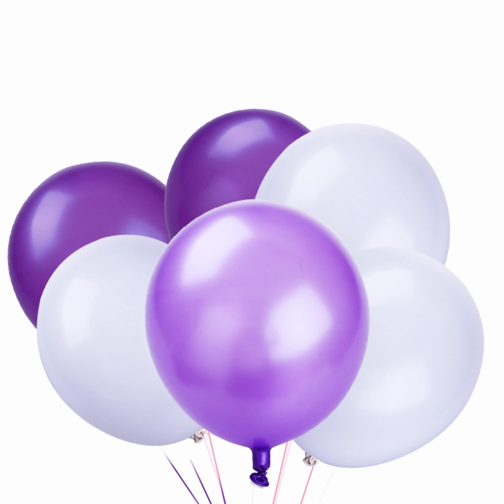 50pcs 12 Inch 2.8g Heart Latex Balloons Creative Party Balloons Decoration Supplies (White+Purple+Dark Purple)