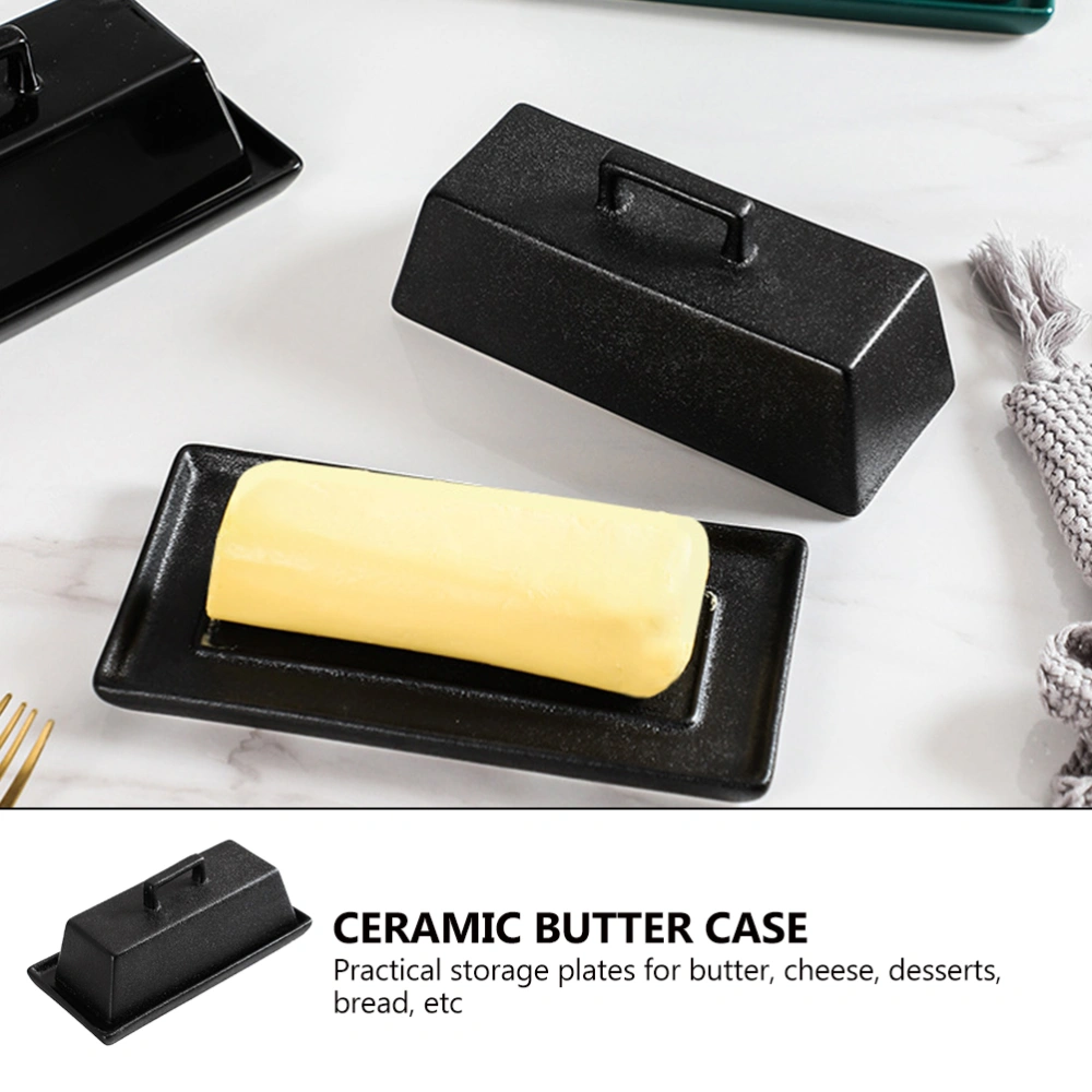 1 Set of Creative Butter Storage Tray with Lid Exquisite Ceramic Butter Tray