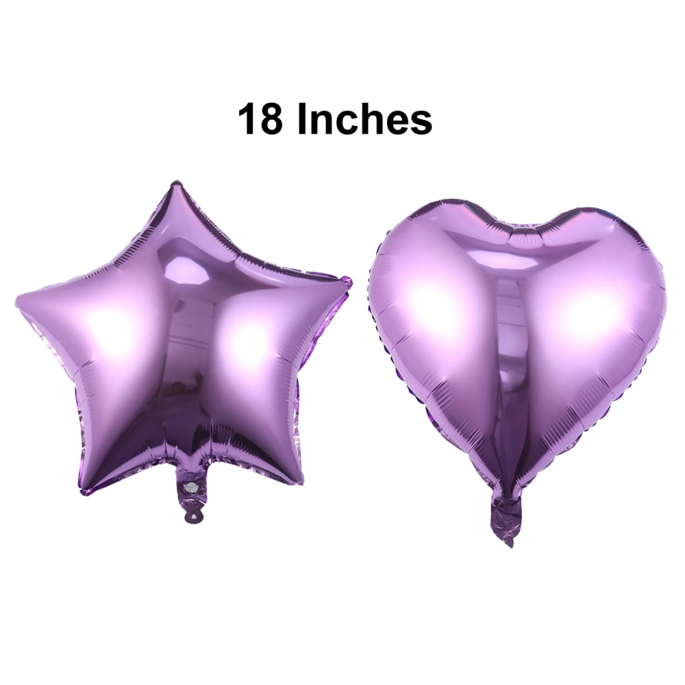 14pcs Latex Balloons Foil Balloons Inflatable Balloons Birthday Party Wedding Decorative Balloons Sets (10pcd 12 Inches Purple Latex Balloons + 2pcs 18 Inches Star Foil Balloons + 2pcs 18 Inches Heart-shaped Foil Balloons)