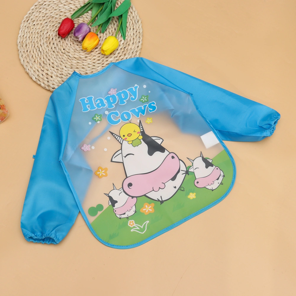 Sleeved Bib Beautiful Waterproof Bib Smock Washable Painting Clothes for Baby Infant Newborn (Cow Pattern)