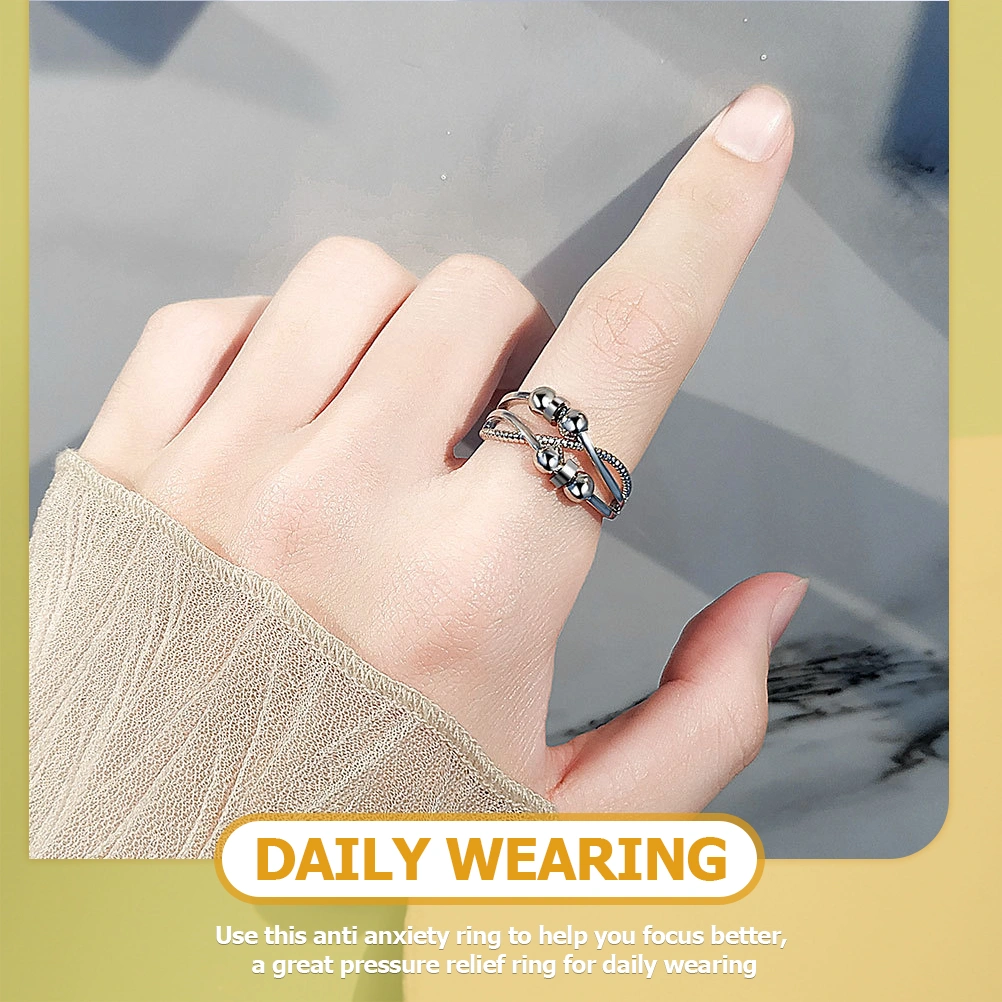 Anxiety Ring Women Fidget Ring Bead Rotating Ring Pressure Relief Gift for Women