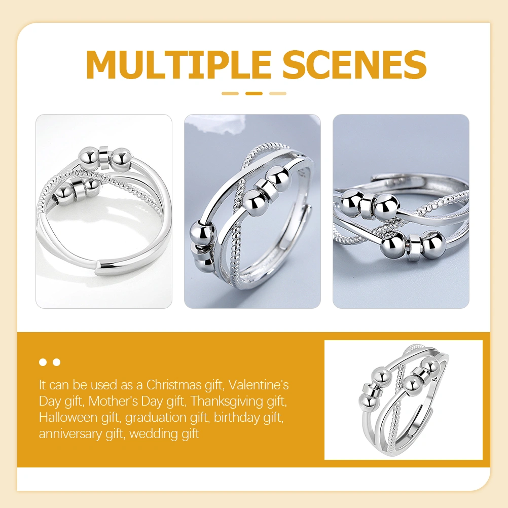 Anxiety Ring Women Fidget Ring Bead Rotating Ring Pressure Relief Gift for Women
