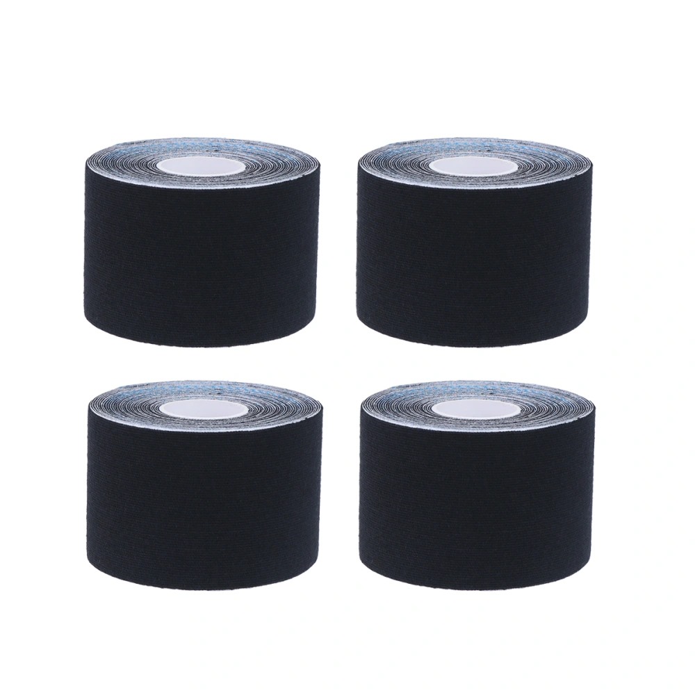 4 Rolls 5x500CM Cotton Sports Tapes Skin-friendly Fixation Joint Protector Tapes Breathable Elastic Muscle Protective Tapes (Black)