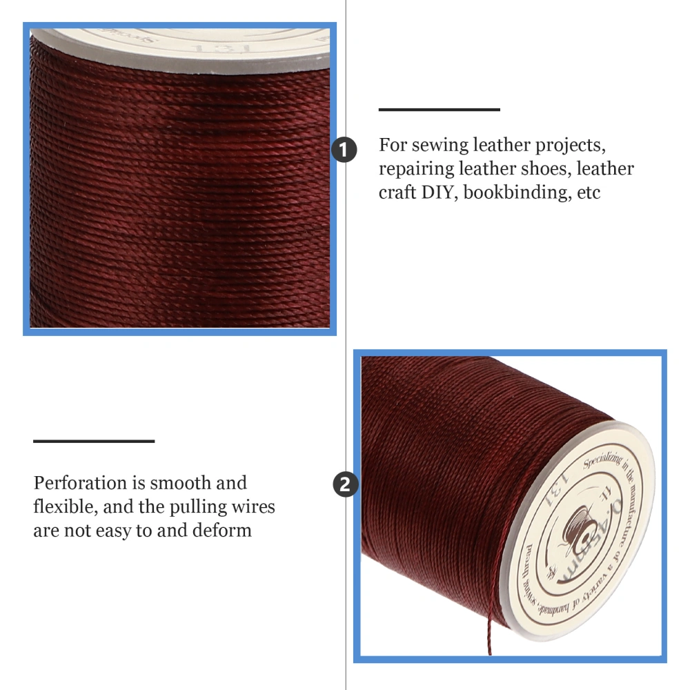 1PC 0.45mm Round Waxed Thread Leather Sewing Thread Hand Stitching Thread for Craft DIY (Red Brown)