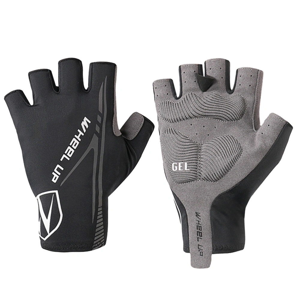 1 Pair of Bike Riding Gloves Breathable Skid Resistance Sports Gloves Half Finger Cycling Gloves for Outdoor Size L (Black)