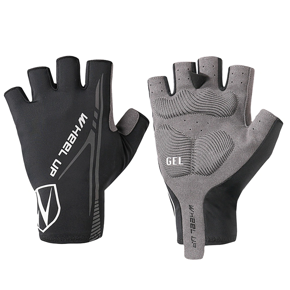 1 Pair of Bike Riding Gloves Breathable Skid Resistance Sports Gloves Half Finger Cycling Gloves for Outdoor Size L (Black)