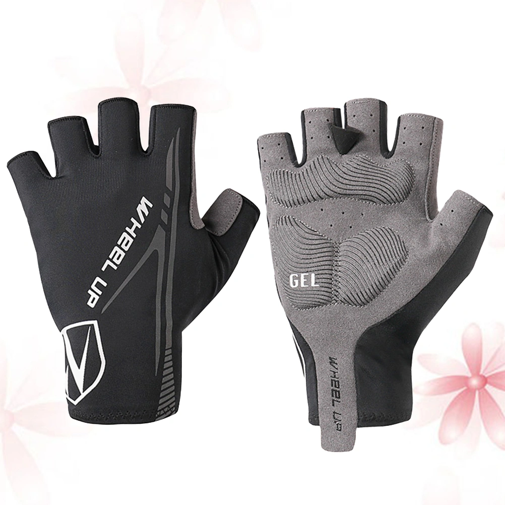 1 Pair of Bike Riding Gloves Breathable Skid Resistance Sports Gloves Half Finger Cycling Gloves for Outdoor Size L (Black)