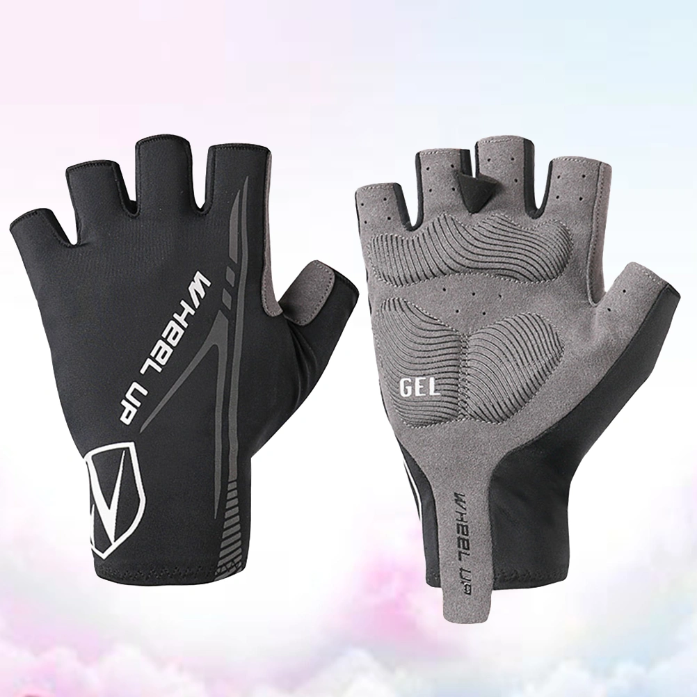 1 Pair of Bike Riding Gloves Breathable Skid Resistance Sports Gloves Half Finger Cycling Gloves for Outdoor Size L (Black)