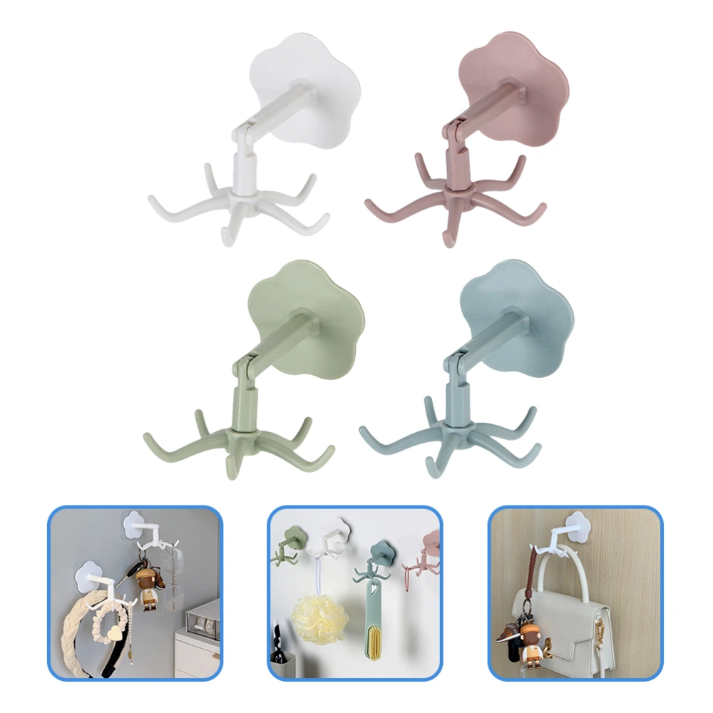 4Pcs Adhesive Wall Hook Rotatable Holder for Jewelry Scrunchies Hair Rope Tie