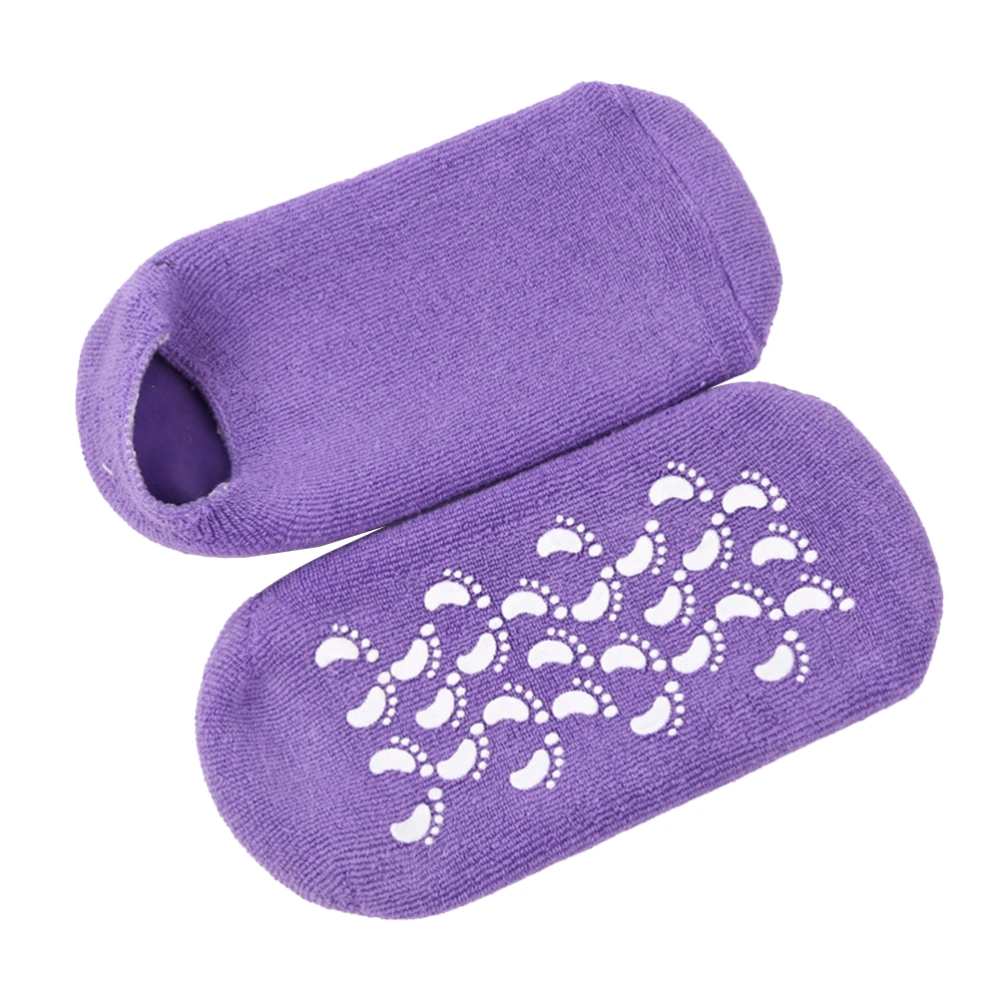 1 Pair Foot Whitening Sock SPA Cotton Socks Feet Skin Care Moisturizing Socks (Purple)