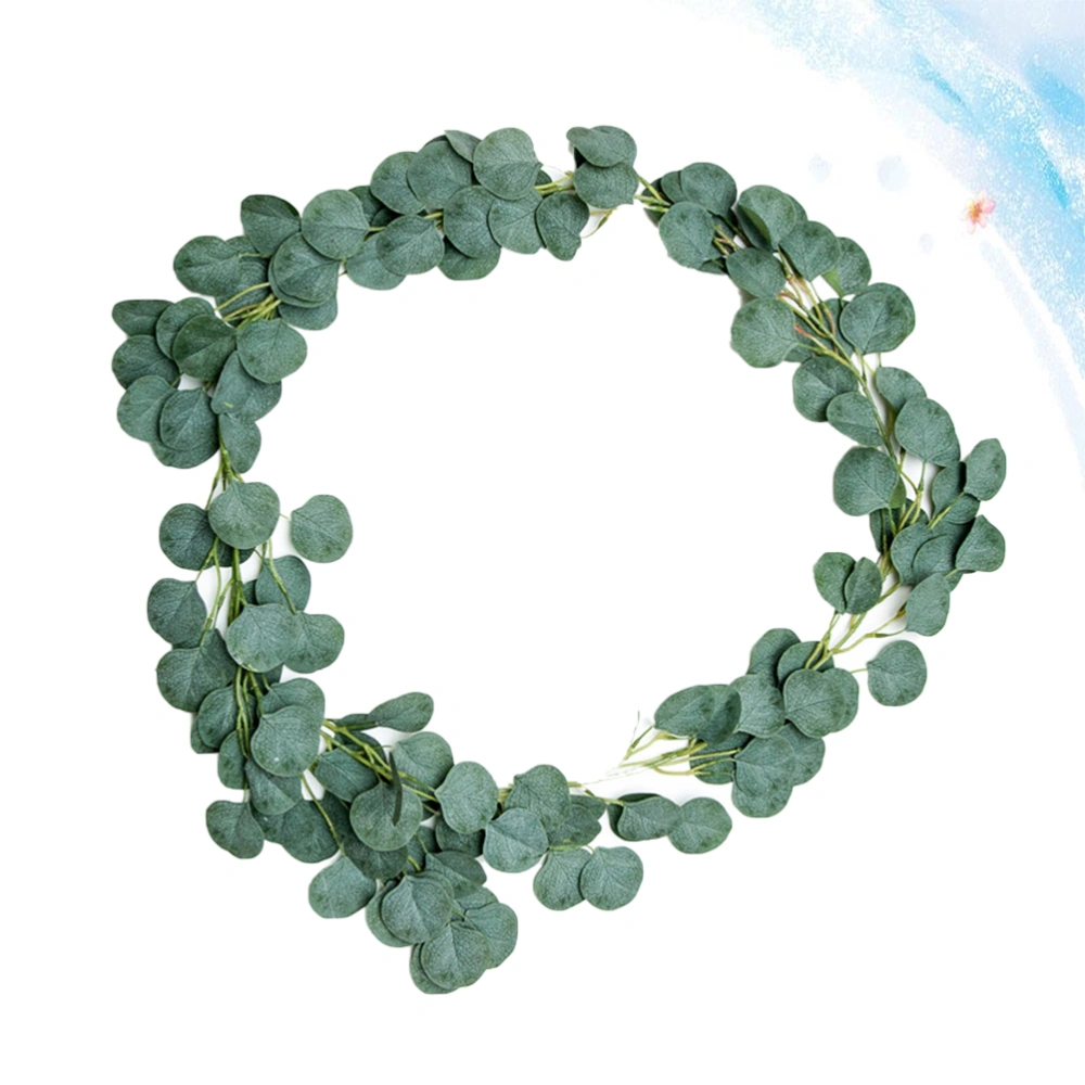 1PC Imitation Eucalyptus Wreath Simulation Green Leaf Door Wall Ornament Garland Decoration (Green)