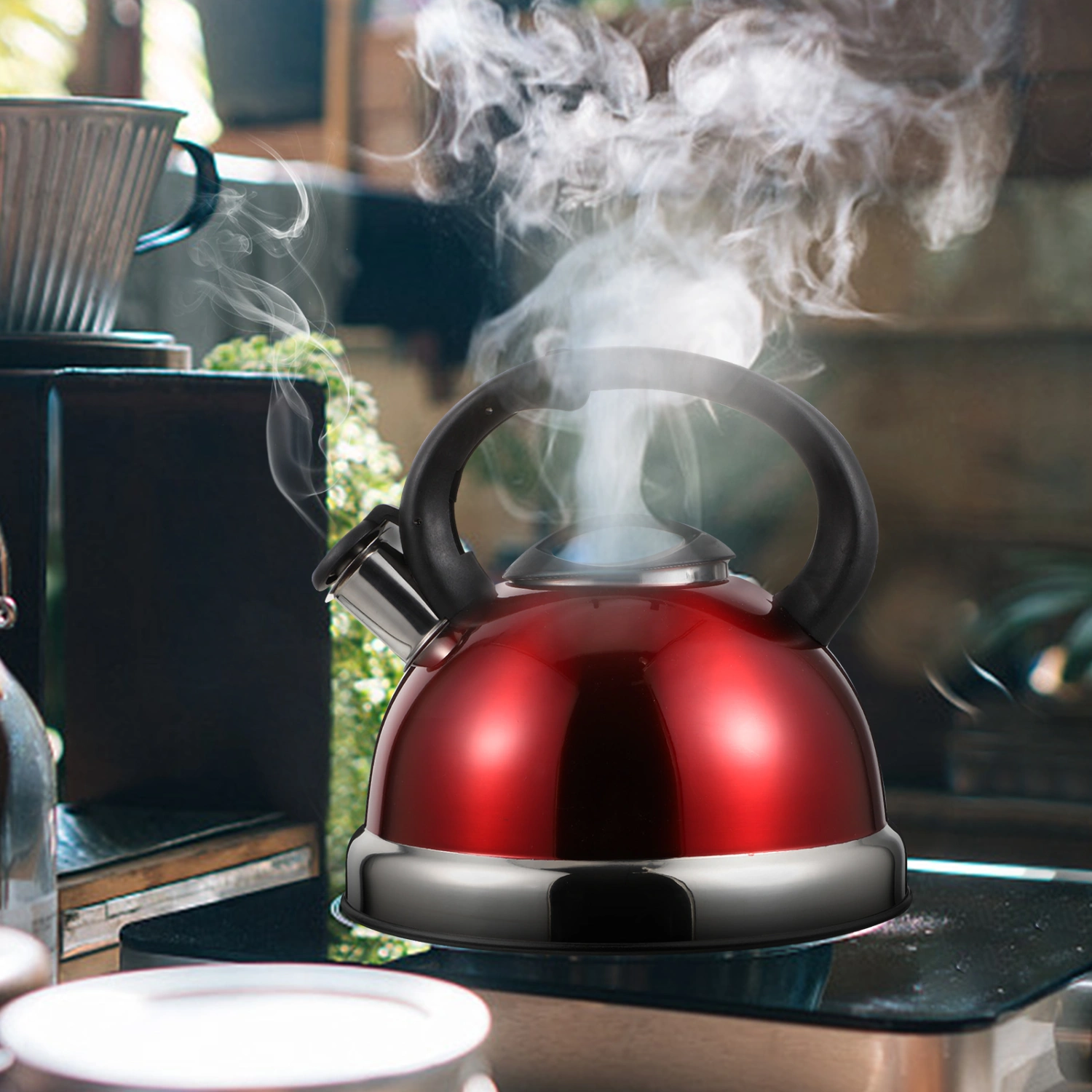 1Pc Durable Teapot Stainless Steel Teakettle Home Thicken Teakettle (Red)