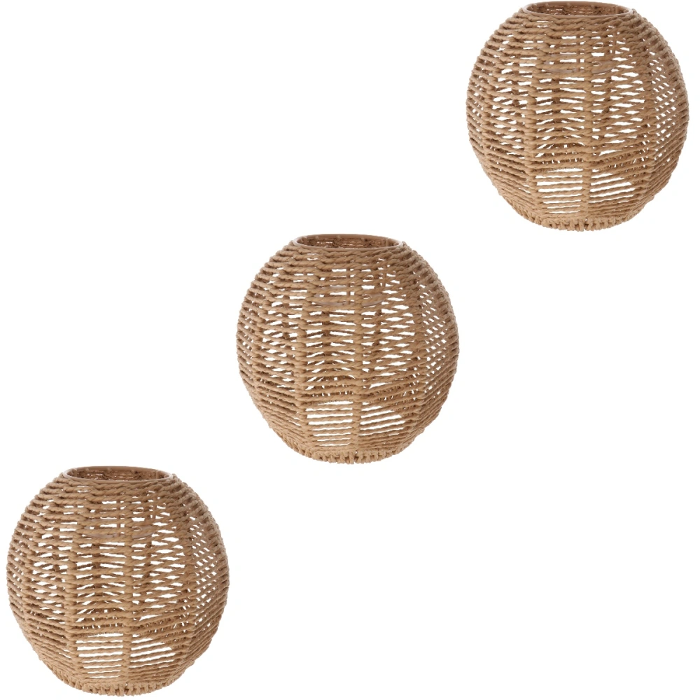 3pcs Home Lighting Rattan Lamp Cover Handmade Woven Chandelier Retro Lampshade