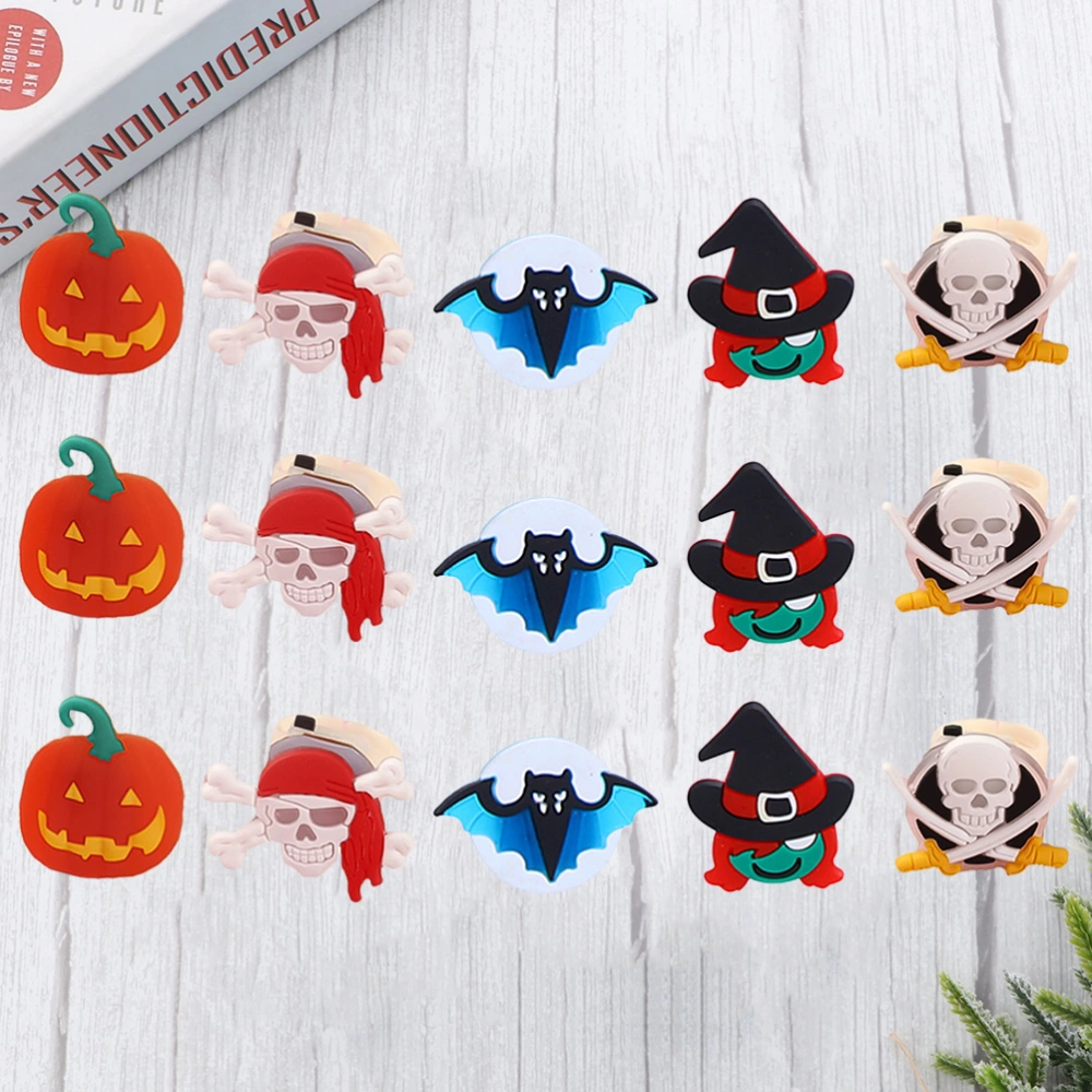 15pcs Halloween PVC Ring LED Finger Rings Halloween Ornaments (1+2+3+7+9, 3PCs/Each)