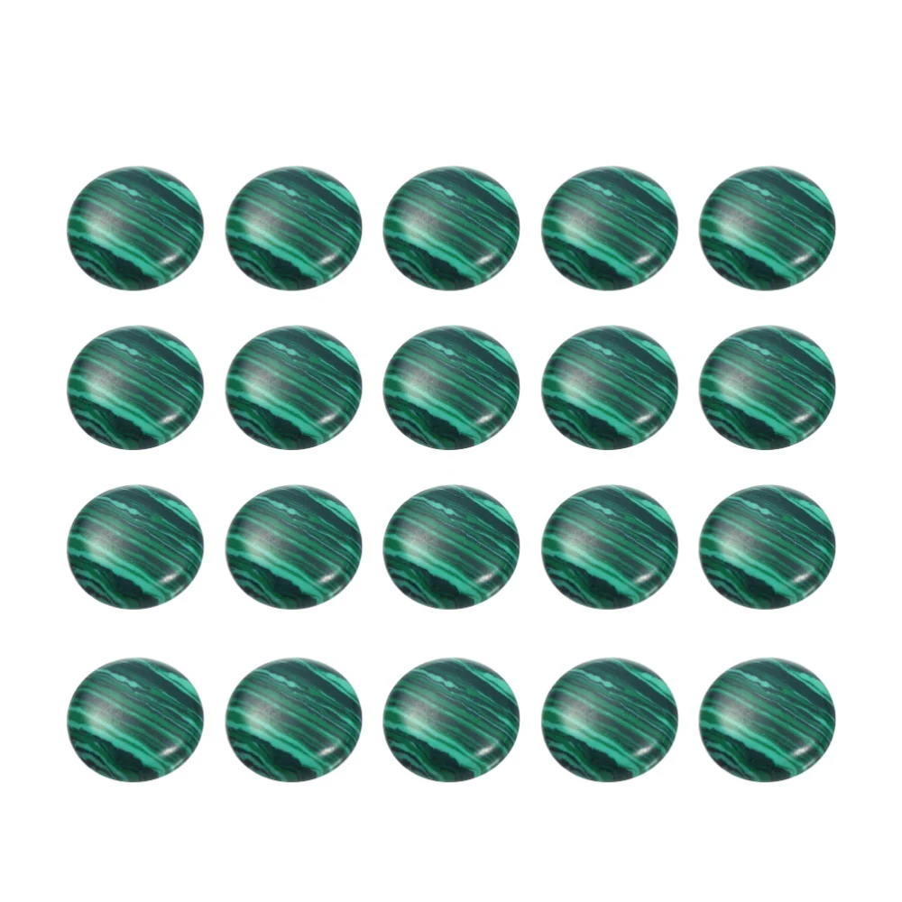 20pcs 10MM Malachite Time Sticker Stone Flatbacks Round Glass Patch Supplies for Jewelry Craft Making (Green)