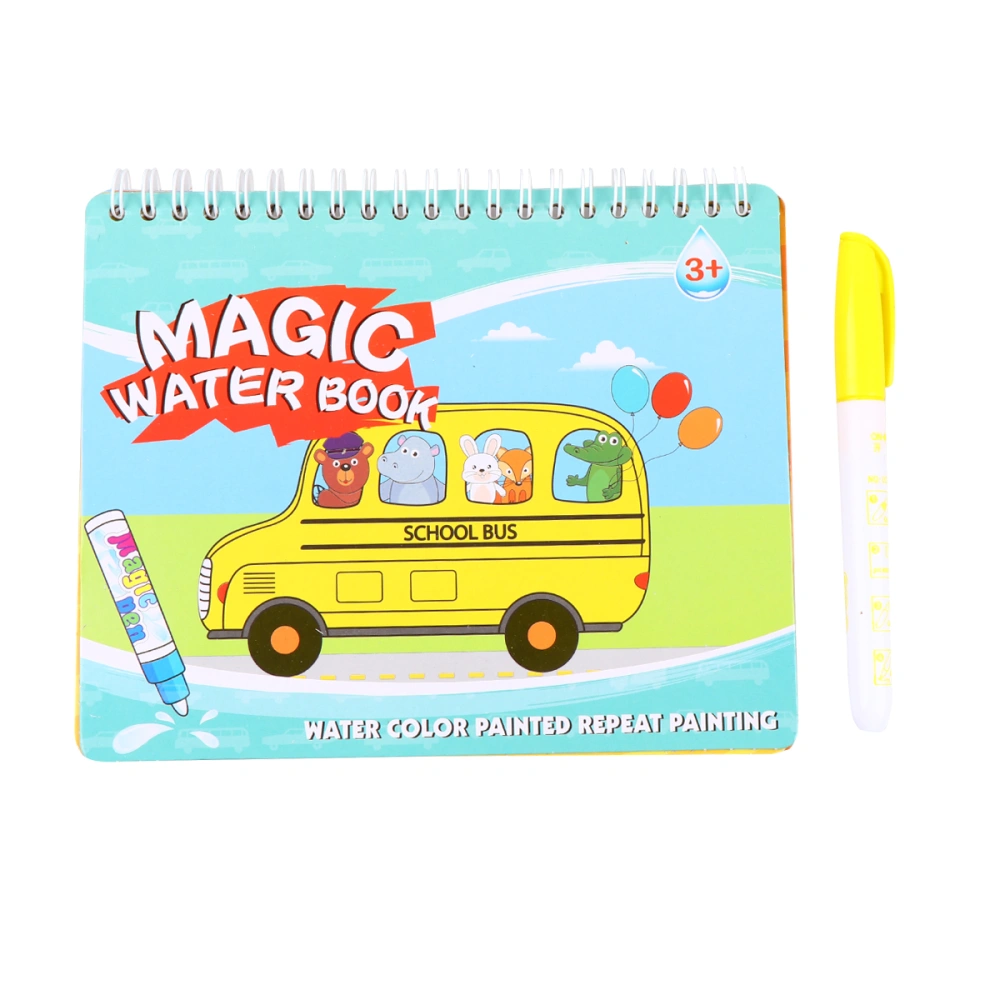 Vehicle Water Book Reusable Coloring Book Graffiti Book Painting Toy with Pen for Kids Children Preschool