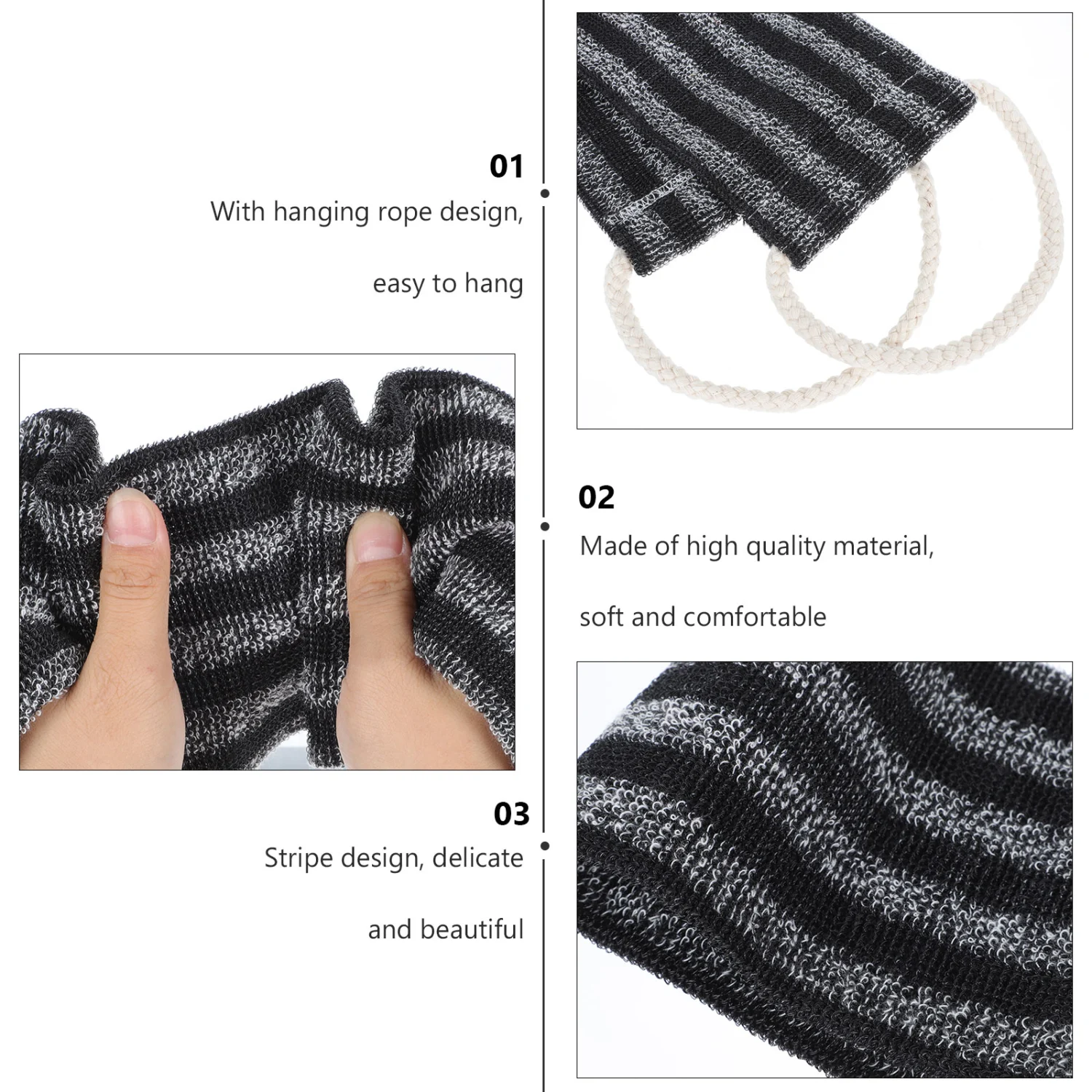 1PC Long Strip Bath Towel Jacquard Stripe Bath Towel Practical Bathing Artifact