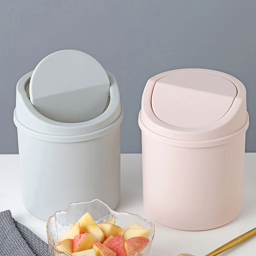 1pc Office Desktop Mini Trash Cans Garbage Bins Rubbish Containers with Cover