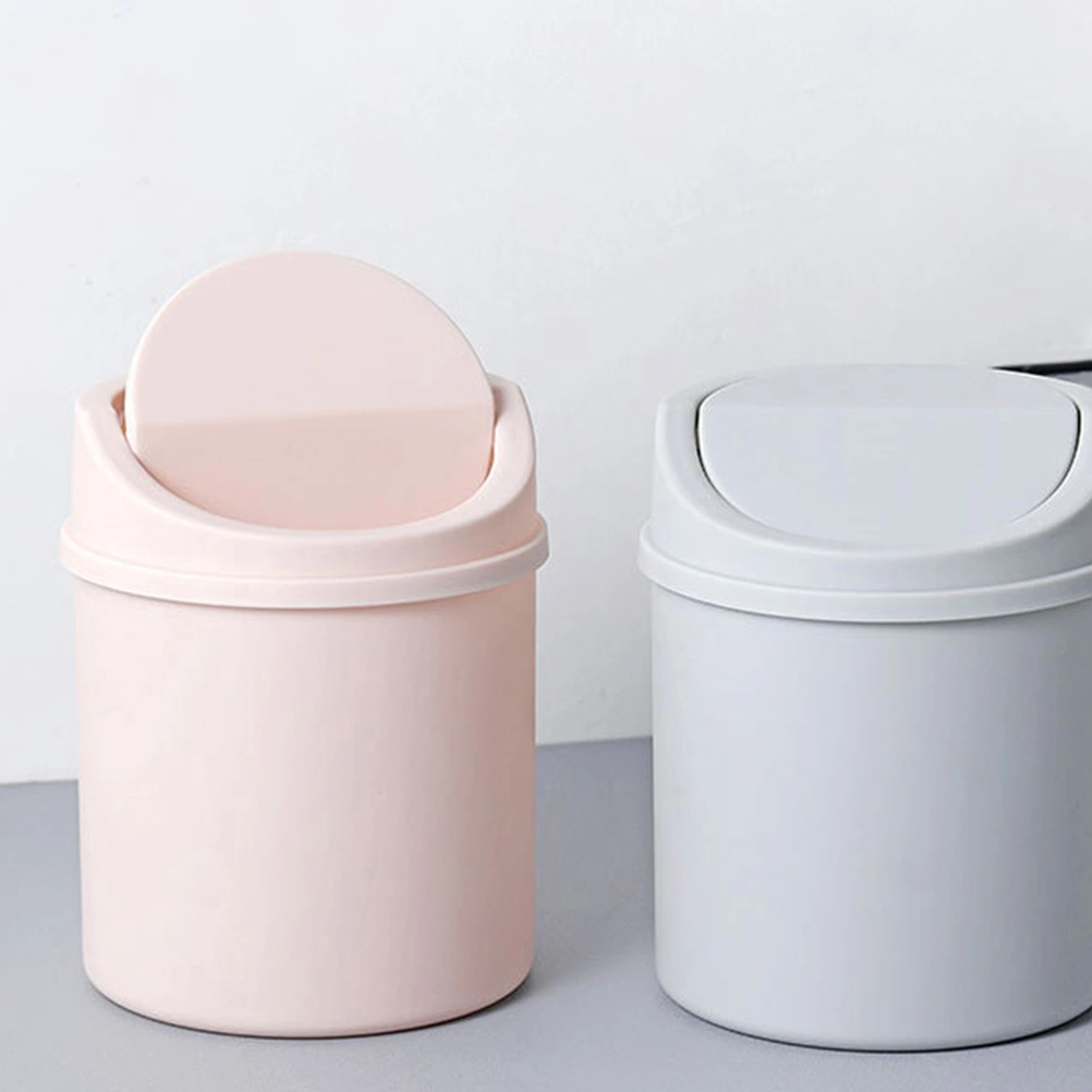 1pc Office Desktop Mini Trash Cans Garbage Bins Rubbish Containers with Cover
