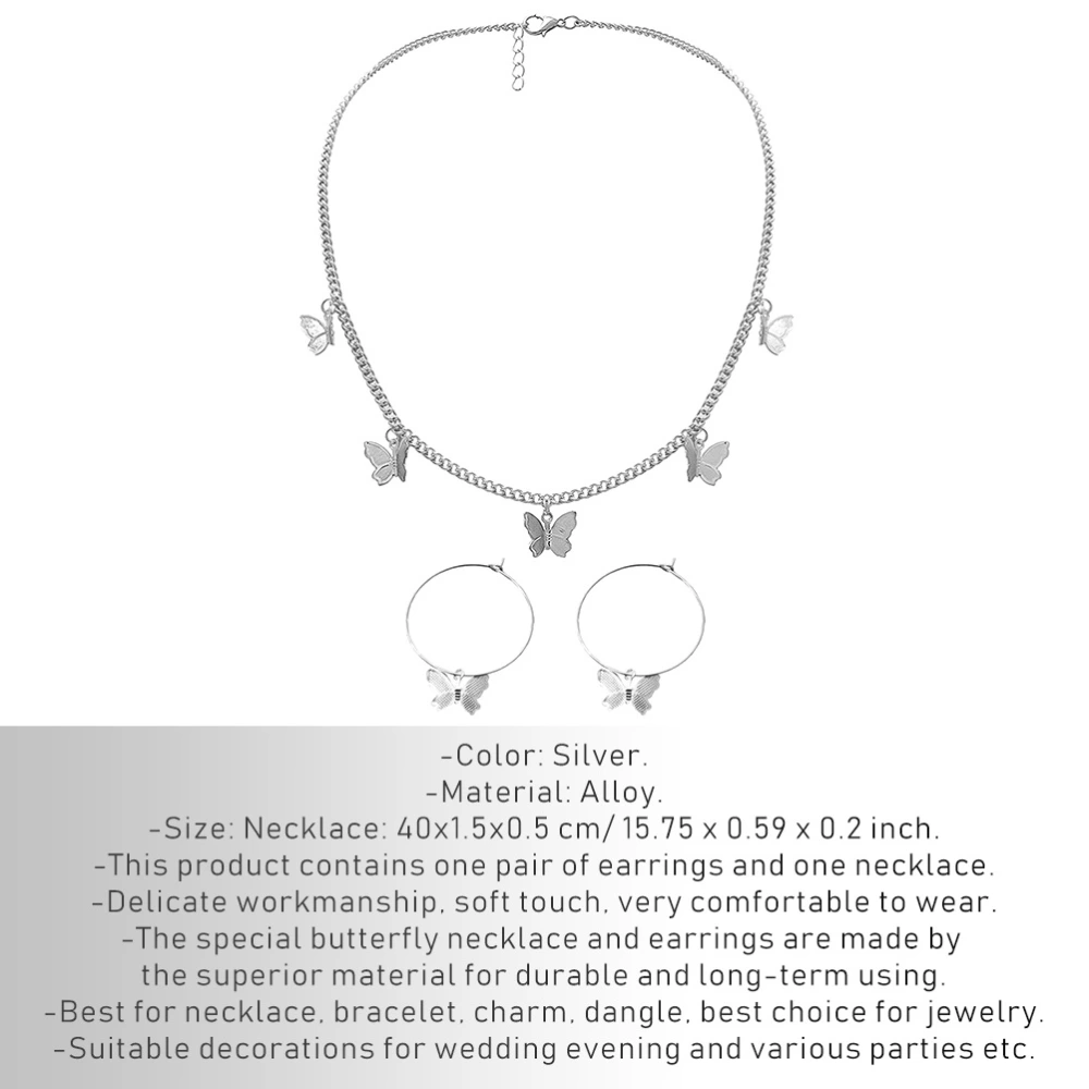 1 Set Simple Alloy Dressing Accessory Suit Chic Creative Shaped Ornaments (Necklace Earring Suit, Silver)