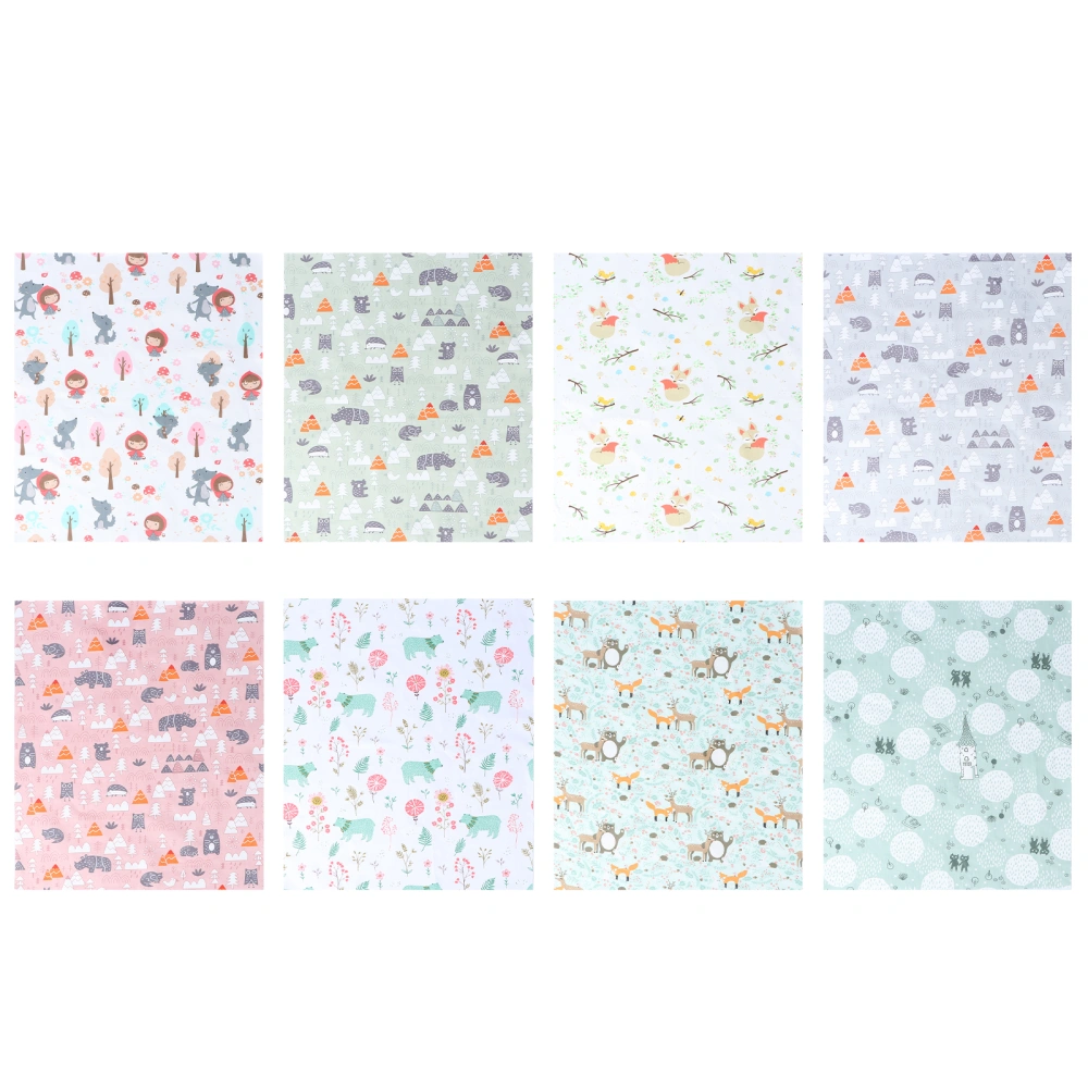 8Pcs Pretty Painted Fabric Sheet Patchwork Printing Cloth Material for DIY