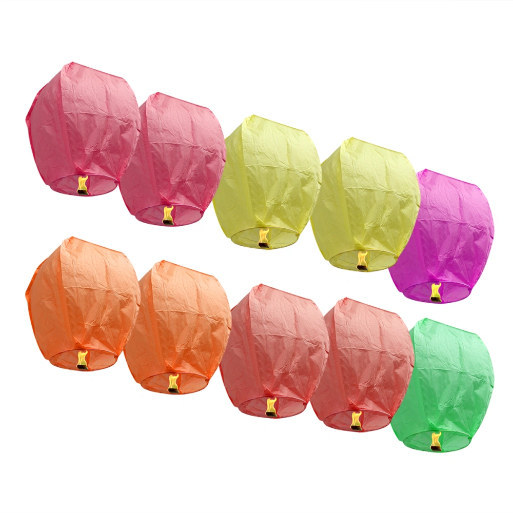 FOXNOVO 10pcs Eco-friendly Oval-shaped Sky Lantern Chinese Kongming Lantern Wishing Lamp (Random Color)