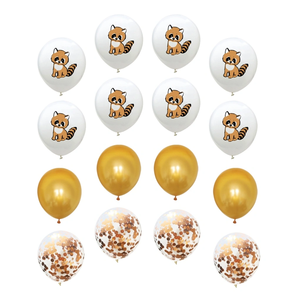 20Pcs Latex Balloons Decorative Balloons Birthday Party Balloons Party Supplies Assorted Color (10Pcs Raccoon Pattern Balloons 5Pcs Golden Balloons 5Pcs Champagne Golden Sequin Balloons)