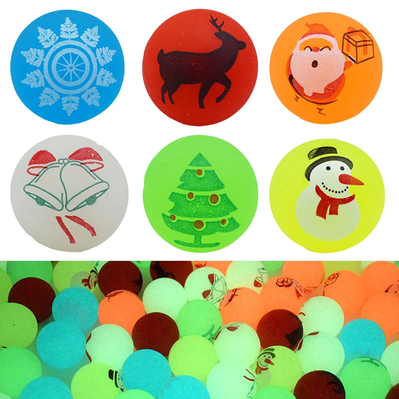 12pcs Glow-in-the-dark Bouncy Balls Christmas Colorful Bouncy Balls Theme Party Favors Mixed Style