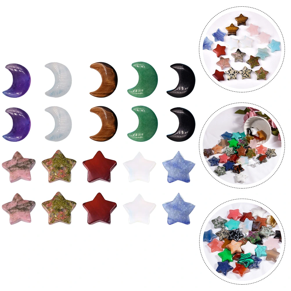 20pcs Star Shaped Crystals Moon Shaped Crystals Decoration DIY Jewelry Craft