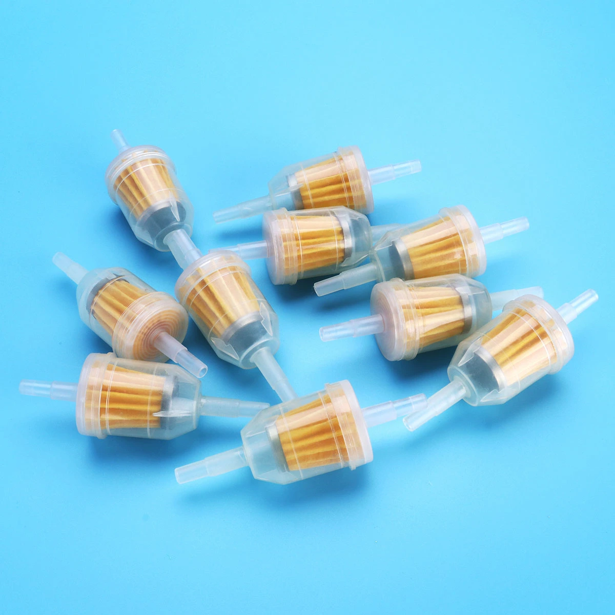10pcs 1/4 Inch X 5/16 Inch Gas Inline Fuel Filters for Kawasaki Kohler Small Engine (With Steel Ring)